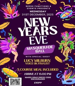 New Years Eve- New Orleans Masquerade Ball with Lucy Milburn! Wednesday 31st December 2025 at Reeds Restaurant