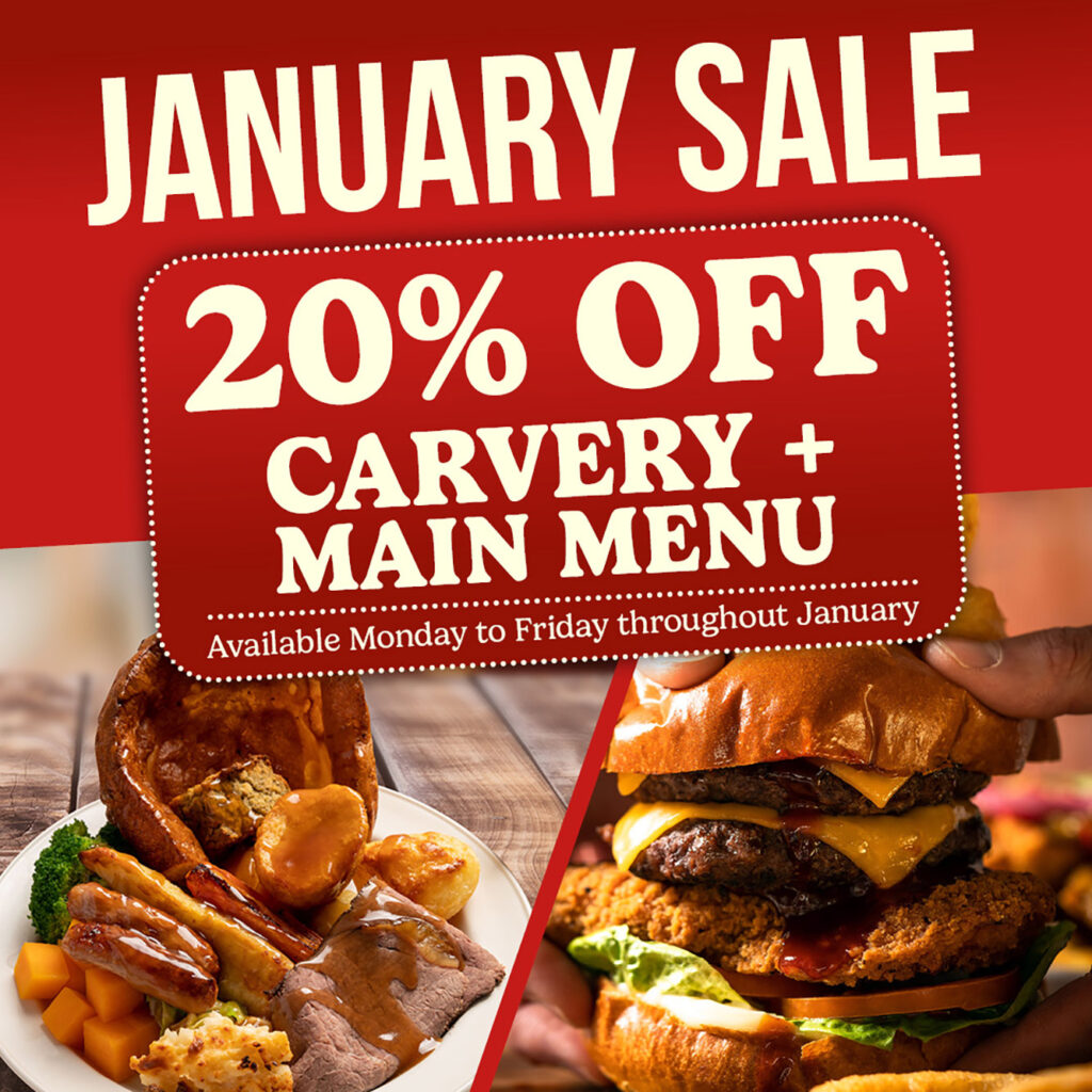 20% Off Carvery and Main Menu